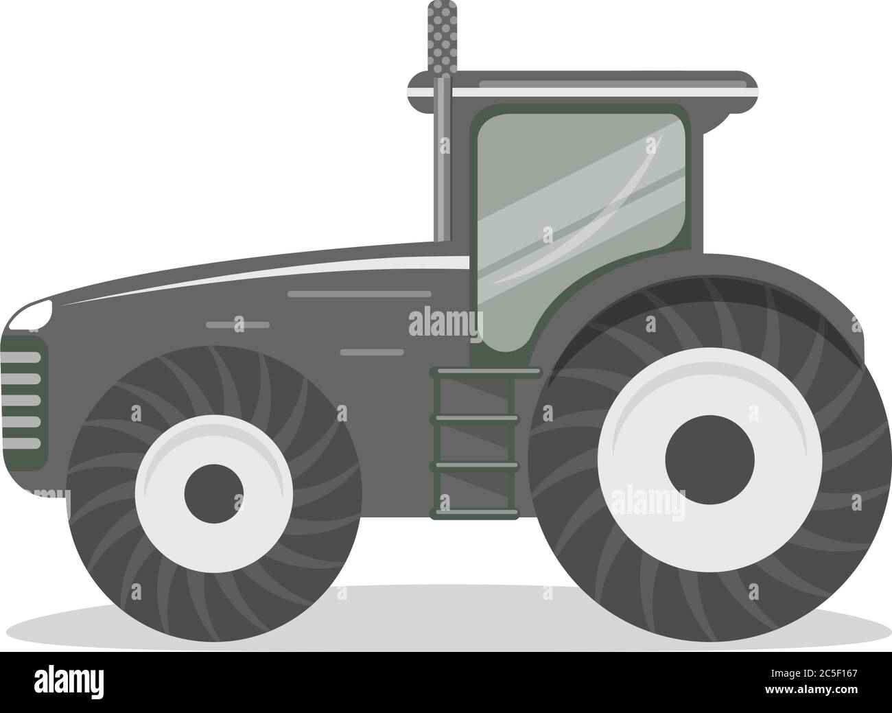 Schwarzes schweres Traktor-Symbol auf weißem Hintergrund isolierte Landwirtschaft Vektor-Illustration Stock Vektor