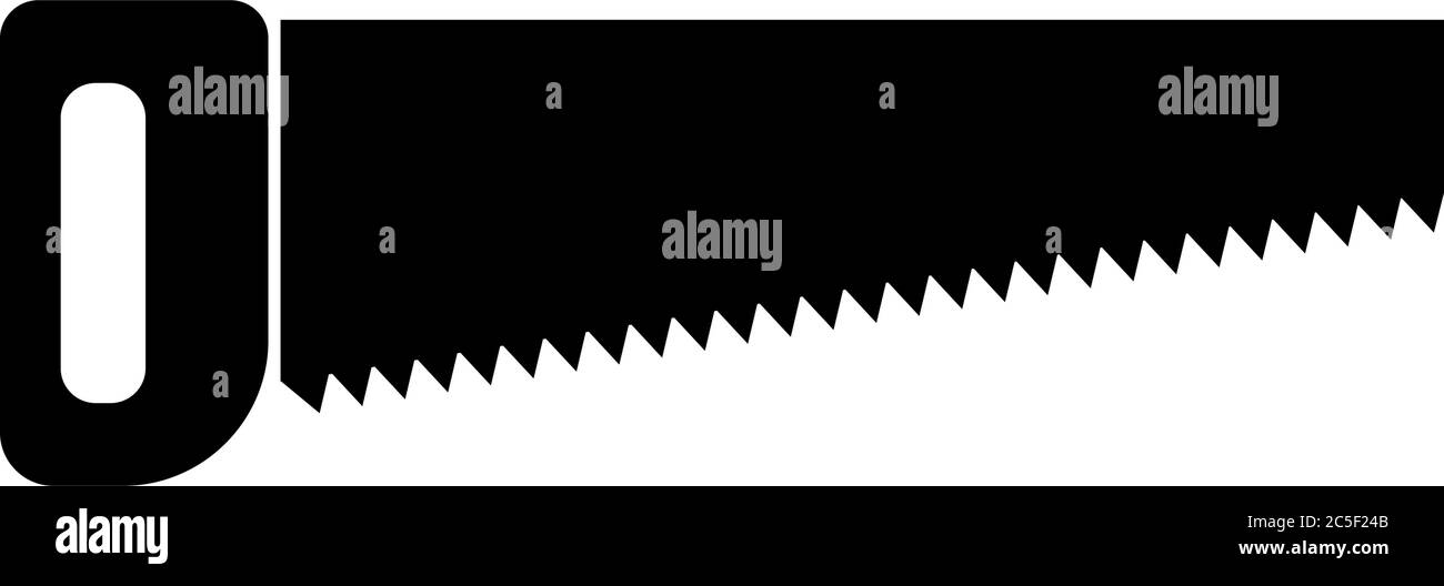 Schwarze Handsäge isoliert Arbeitswerkzeug flache Design Symbol Holzschneider Vektor Illustration Stock Vektor