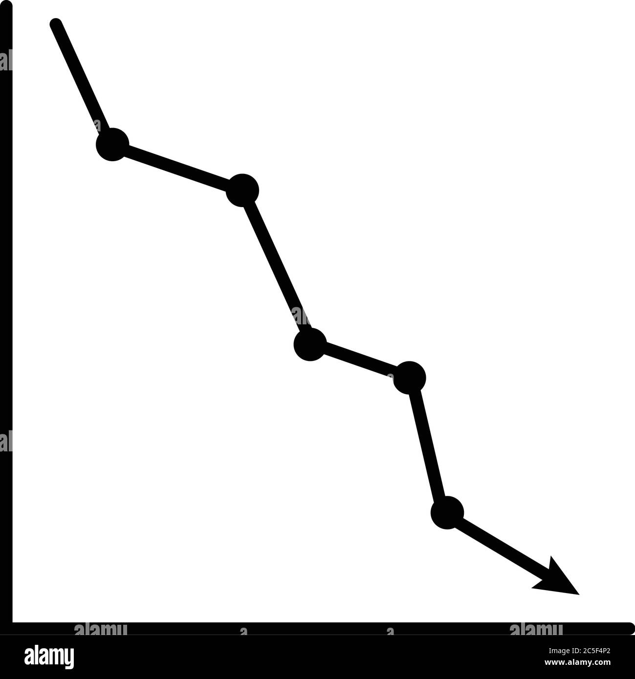 Pfeil Nach Unten Zeichen Vektor Finanzielle Verlust Illustration Geld Verlieren Diagramm Isoliert Auf Weißem Hintergrund Stock Vektor