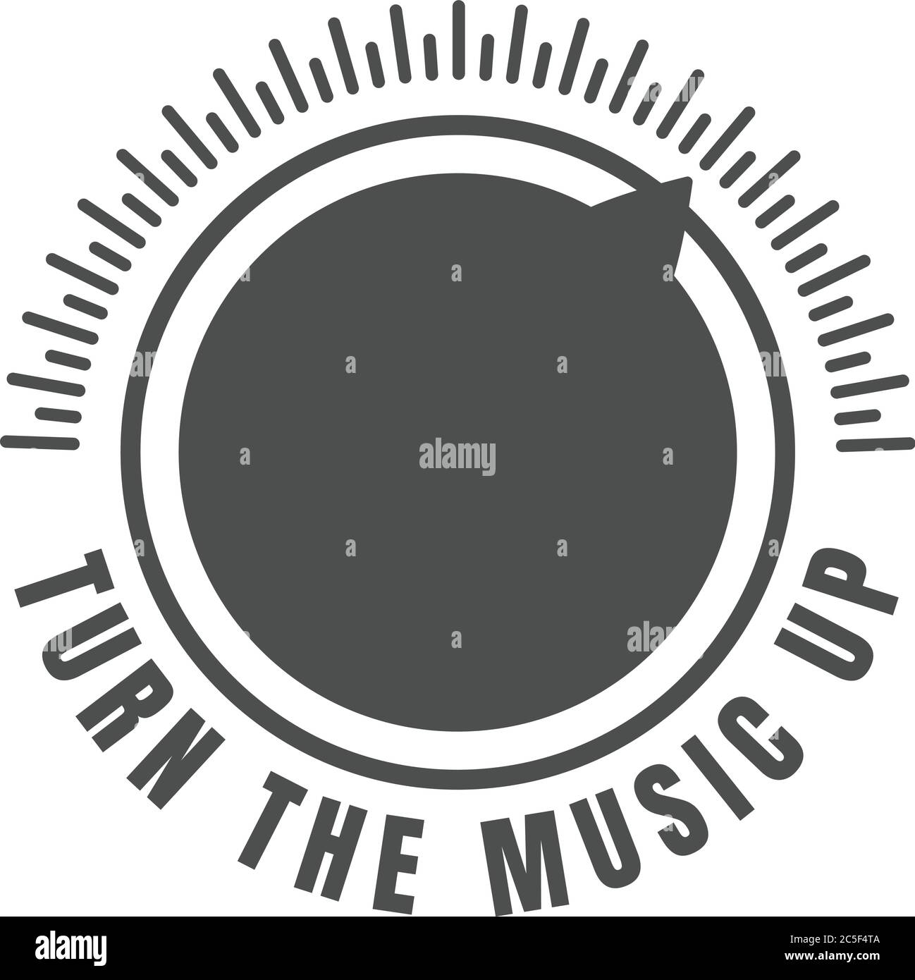 Lautstärkeregler-Symbol Drehen Sie Den Text Für Musik Nach Oben. Mischerknopf Für Soundsystem. Vektorgrafik. Stock Vektor