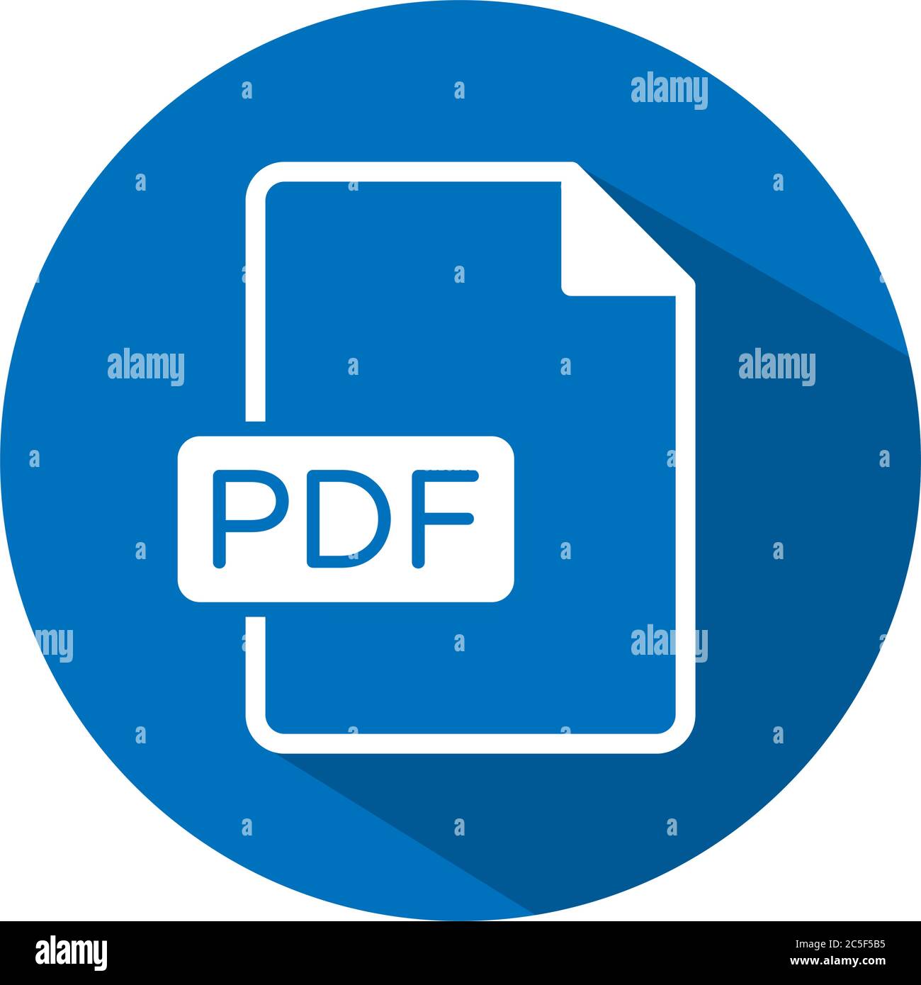 PDF-Dateiformat-Symbol für Web- oder mobile App Upload Dokumenttyp Download-Taste Vektor blau flach Design Illustration Stock Vektor