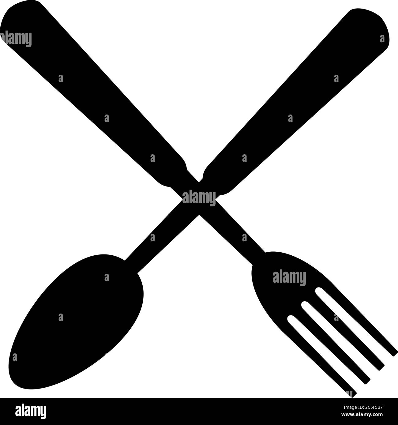Löffel Und Gabel Symbol Schwarz Isoliert Vektor Illustration Restaurant Lebensmittel Besteck Symbol Stock Vektor