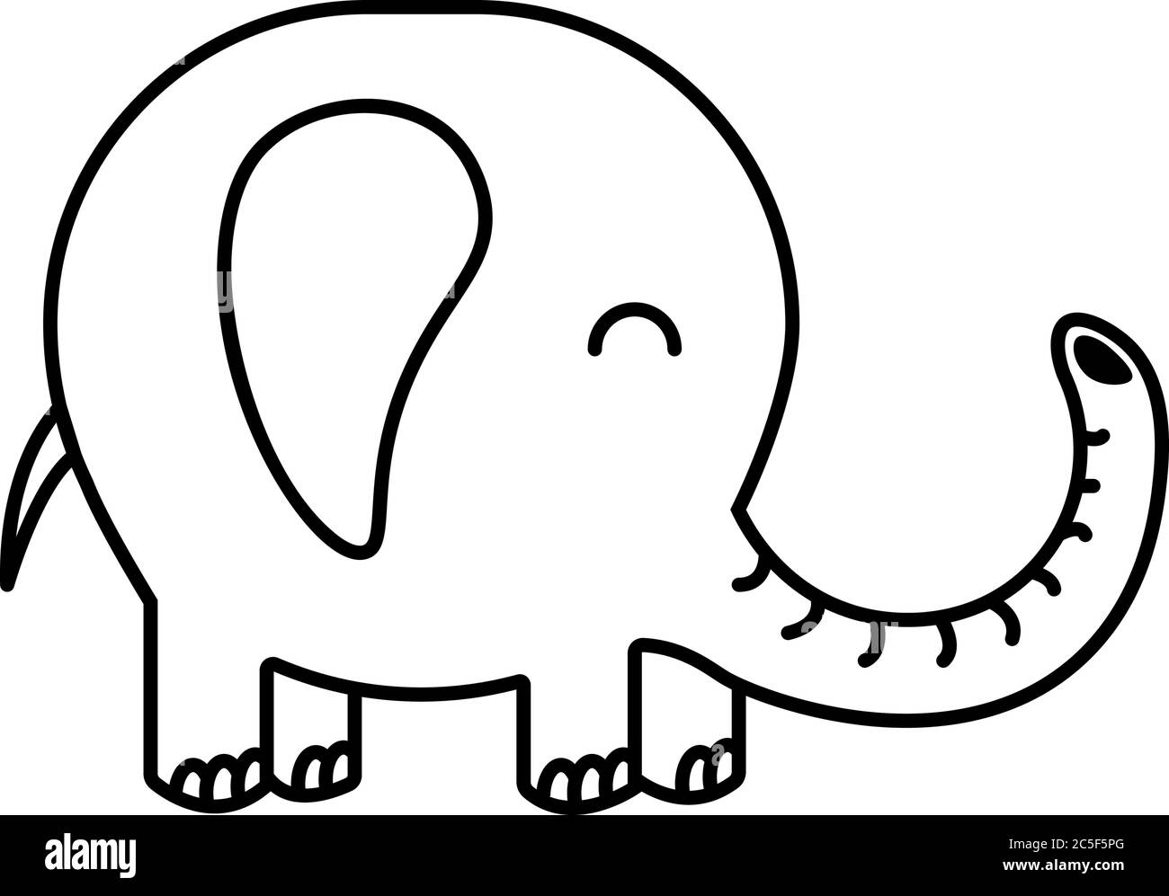 Elefant Isoliert Vektor Zoo Tierwelt Symbol Tier Färbung Zeichnung Illustration Stock Vektor