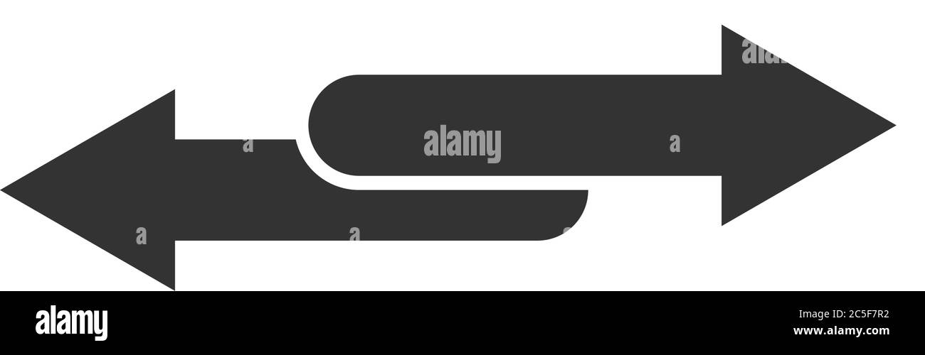 Zwei Pfeile Schwarz-Weiß-Symbol Reise Wahl Führung Vektor Isolierte Entscheidungsdarstellung Für Die Navigation Stock Vektor