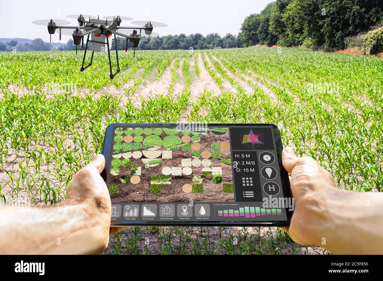Moderne Smart Farming Landwirtschaftstechnik Auf Dem Bauernhof Oder Feld Stockfoto