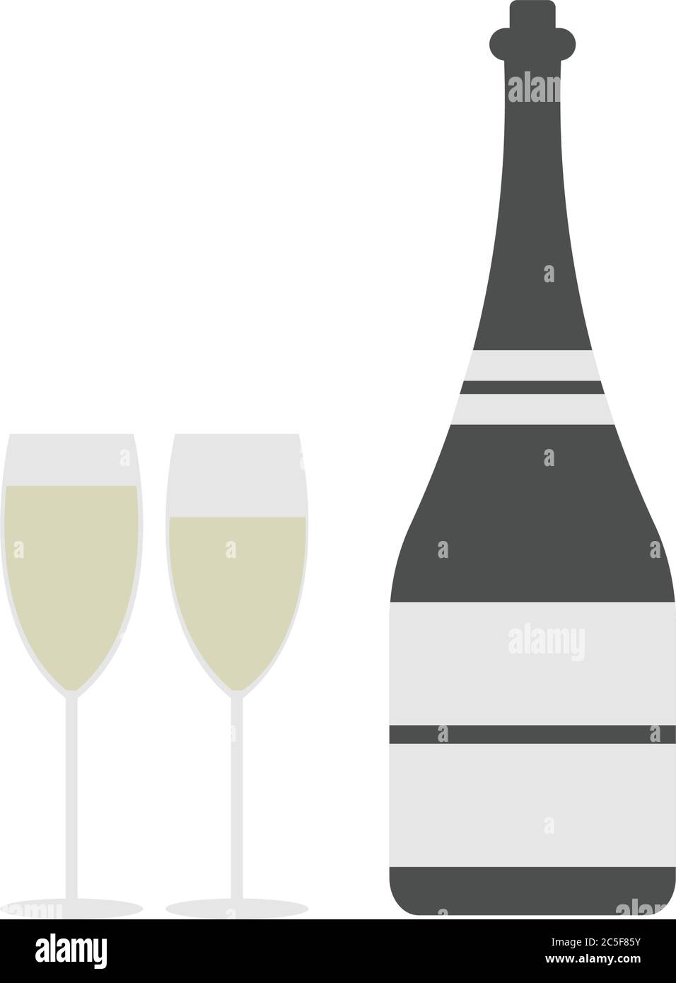 Alkoholflasche Mit Zwei Champagner-Gläser Illustration Celebration Toast Symbol Vektor Stock Vektor