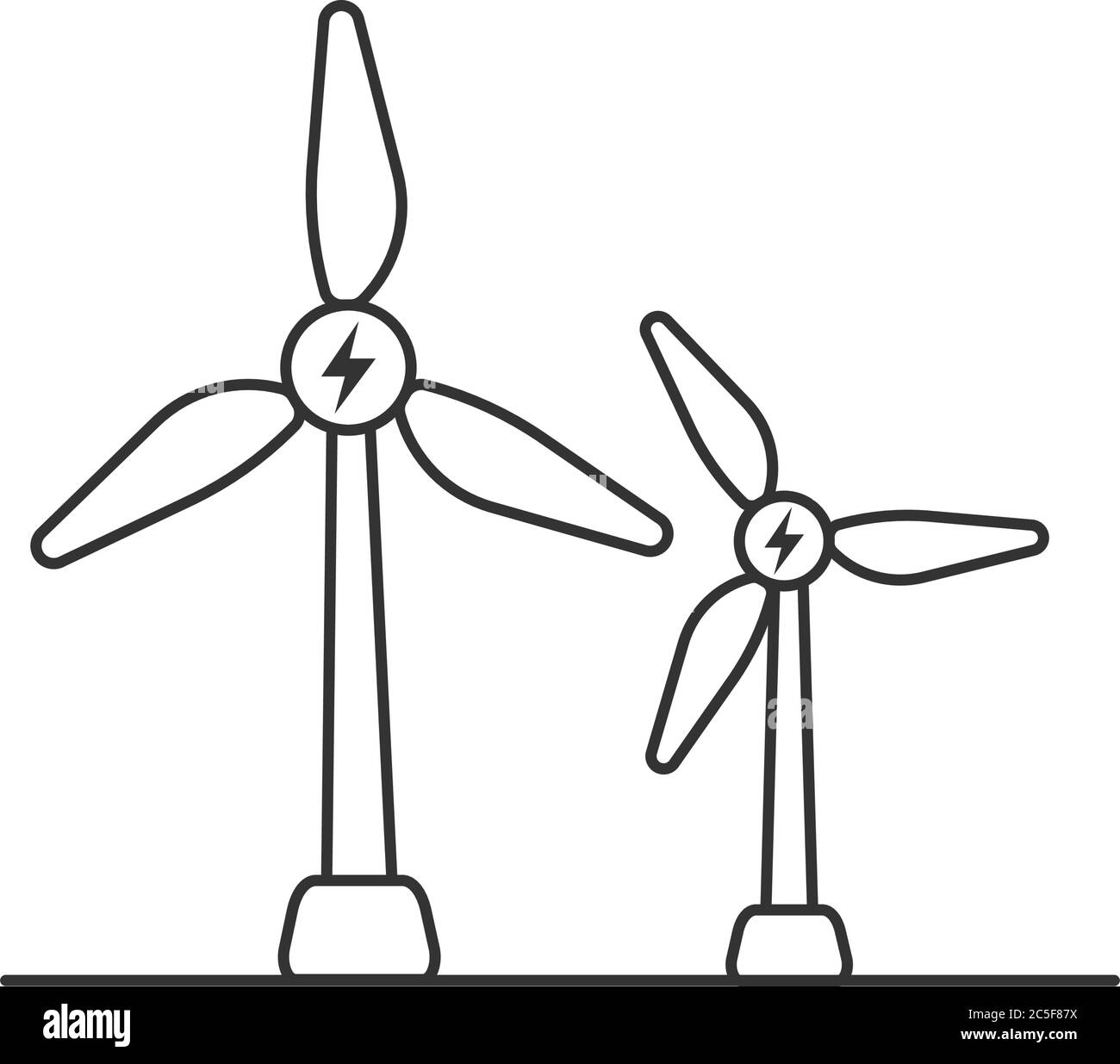 Windturbine Stromgenerator Symbol ökologische erneuerbare Energie Vektor-Illustration isoliert auf weißem Hintergrund Stock Vektor