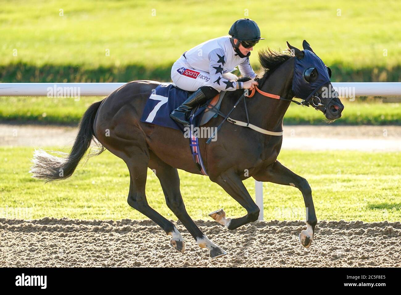 Grace Plunkett von Hollie Doyle gewinnt die Sky Sports Racing Virgin 535 Classified Stakes Division Two auf der Rennbahn Wolverhampton. Stockfoto