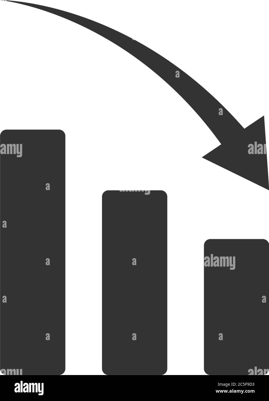 Pfeil Nach Unten Zeichen Vektor Finanzielle Verlust Illustration Geld Verlieren Diagramm Isoliert Auf Weißem Hintergrund Stock Vektor