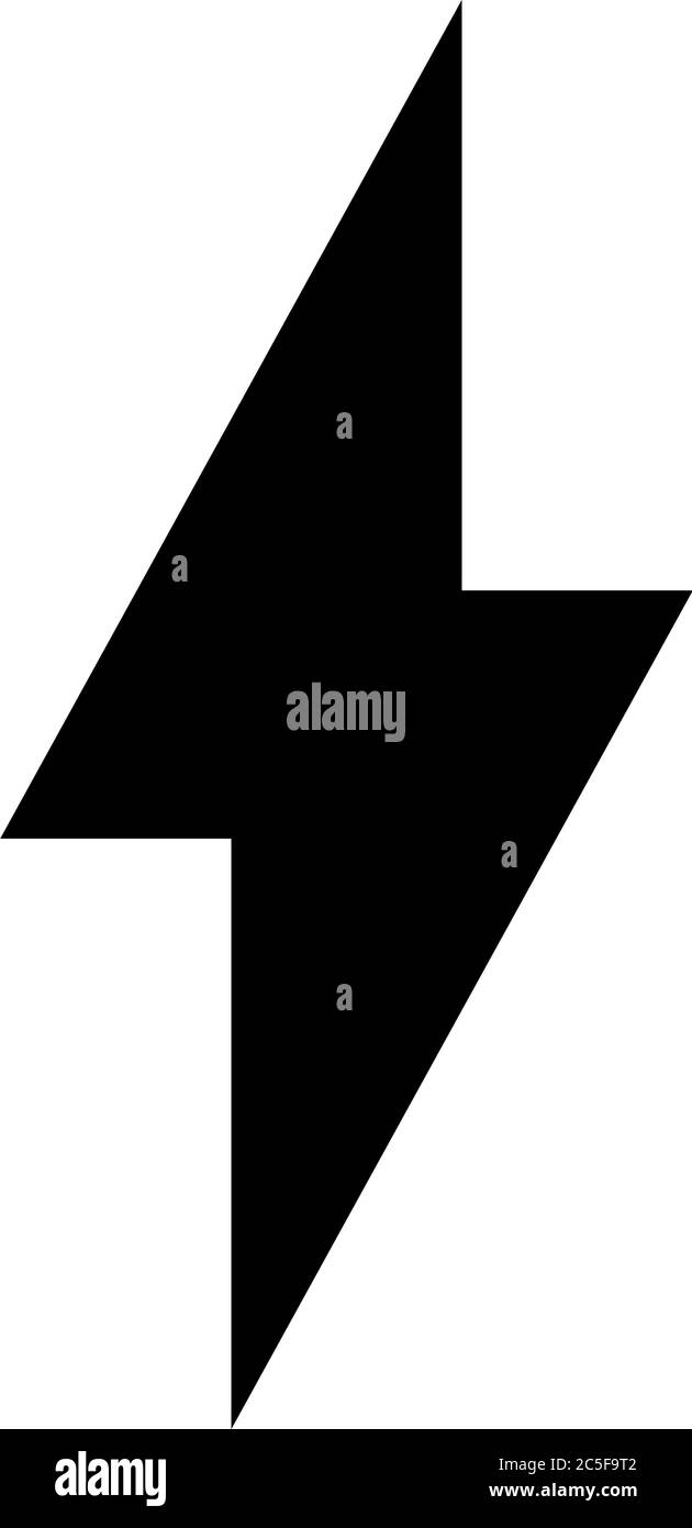 Blitz Symbol schwarz Donner Schlag flach Stil Design Vektor Illustration Elektroschock Blitz isoliert Symbol Stock Vektor