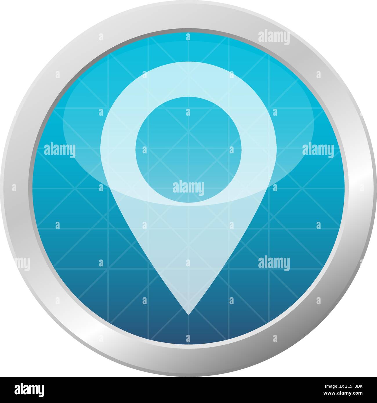 Standort Pin-Symbol GPS Zeiger Reise Marker Symbol Licht Blau glänzend Kreis Taste Vektor-Illustration Stock Vektor