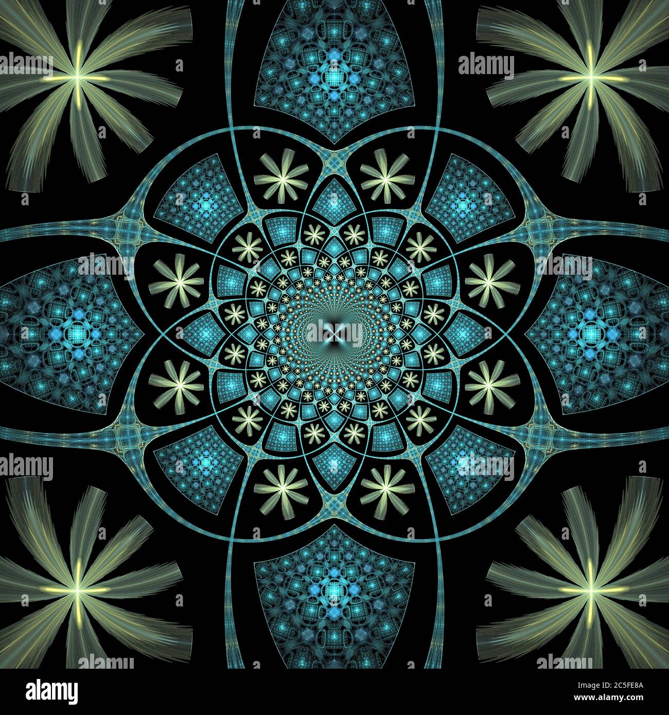 Flame Fractal Art Symmetrisches Design Stockfoto