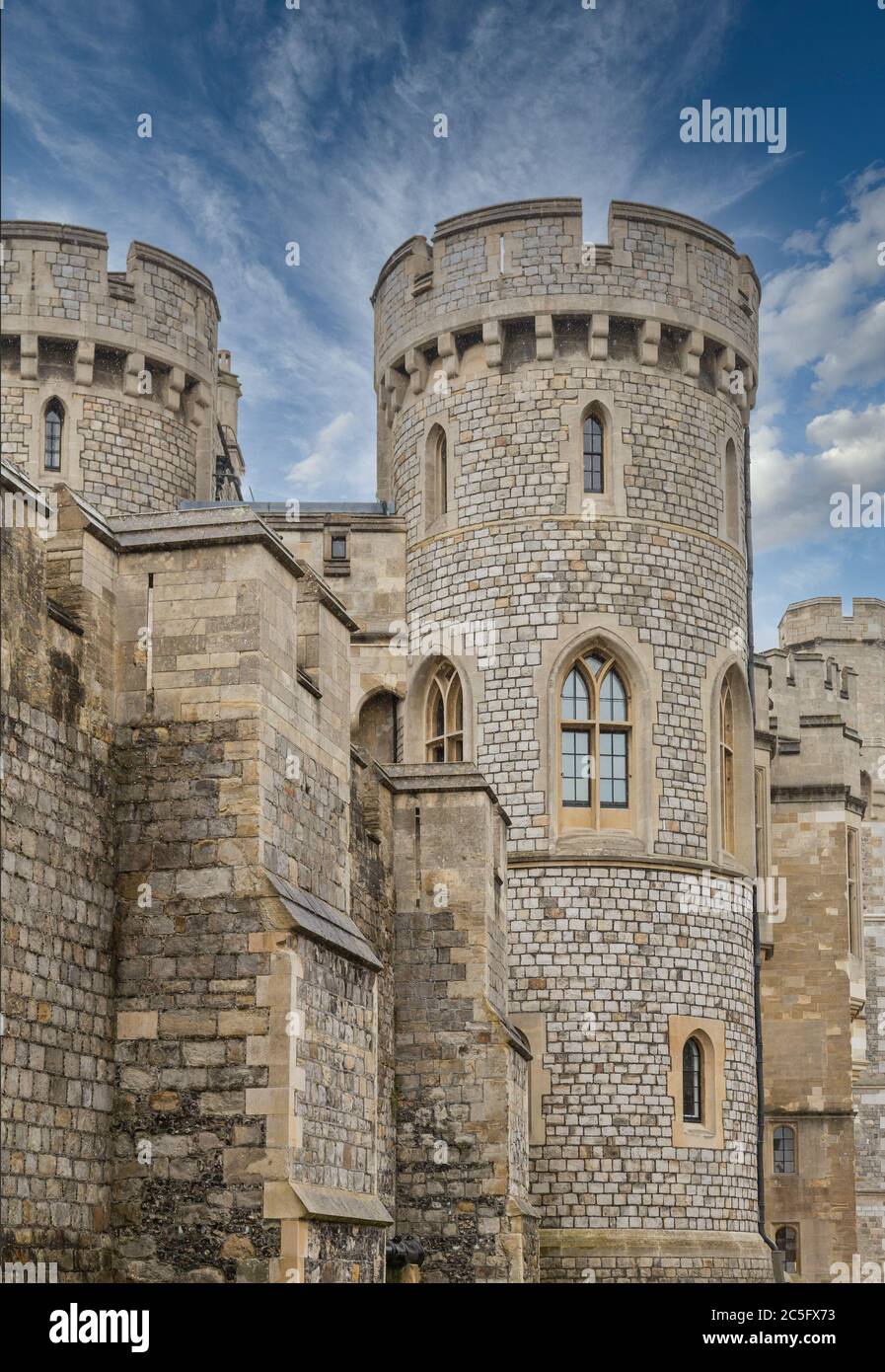 Türme auf Windsor Castle Stockfoto