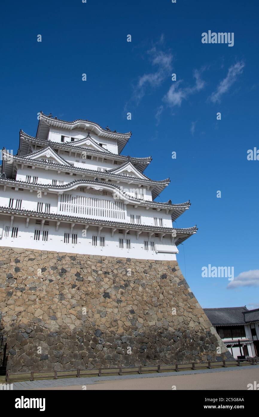 Tenshukaku von Himeji Burg nach der Reparatur der Arbeiten endete 2015. Nationaler Schatz Japans und UNESCO-Weltkulturerbe Stockfoto