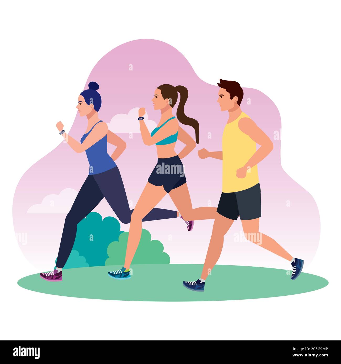 Jogging Menschen in der Landschaft, Menschen laufen Rennen im Park,  Menschen in der Sportbekleidung Joggen im Freien Stock-Vektorgrafik - Alamy