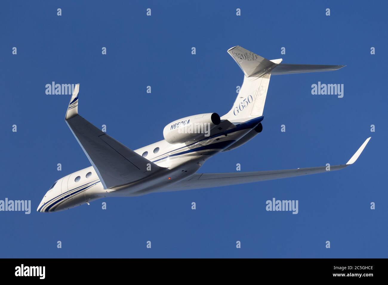 Gulfstream Aerospace G650ER Ultra Long Range Business Jet Flugzeug N650GA Abflug Avalon Flughafen. Stockfoto