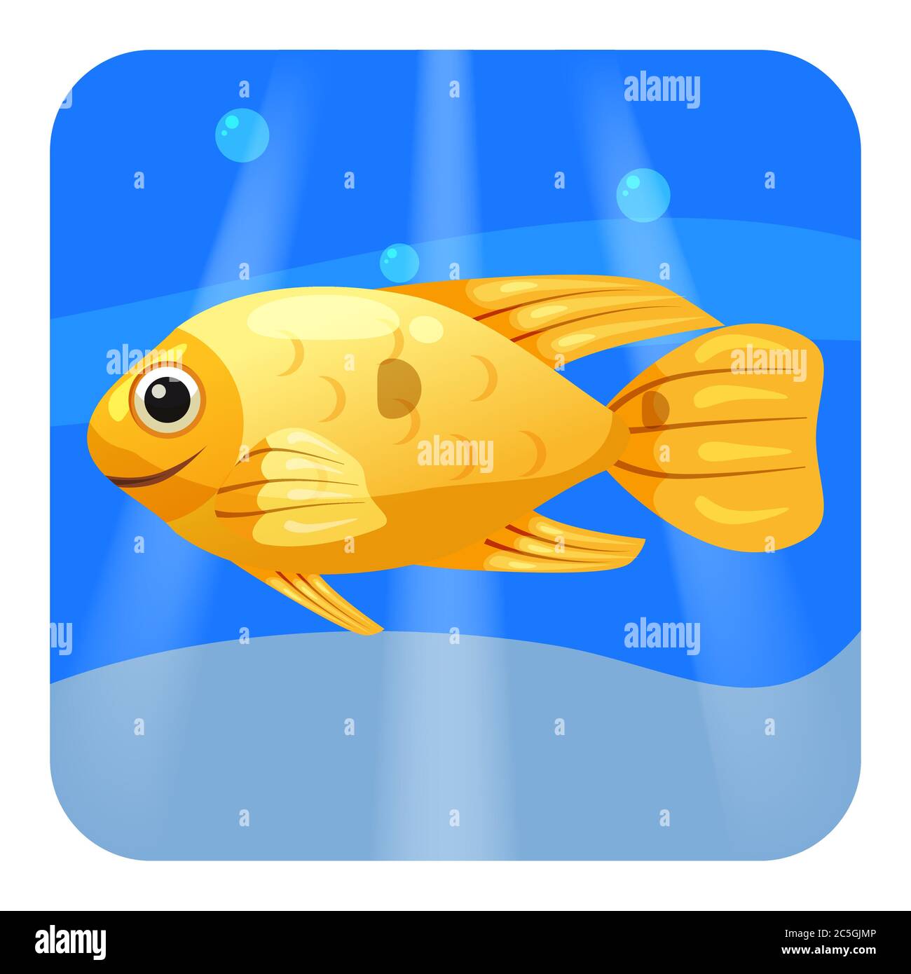 Cute Tropical Fisch, orange Farbe im Meer, Meer, Cartoon-Stil, Vektor-Illustration, isoliert Stock Vektor