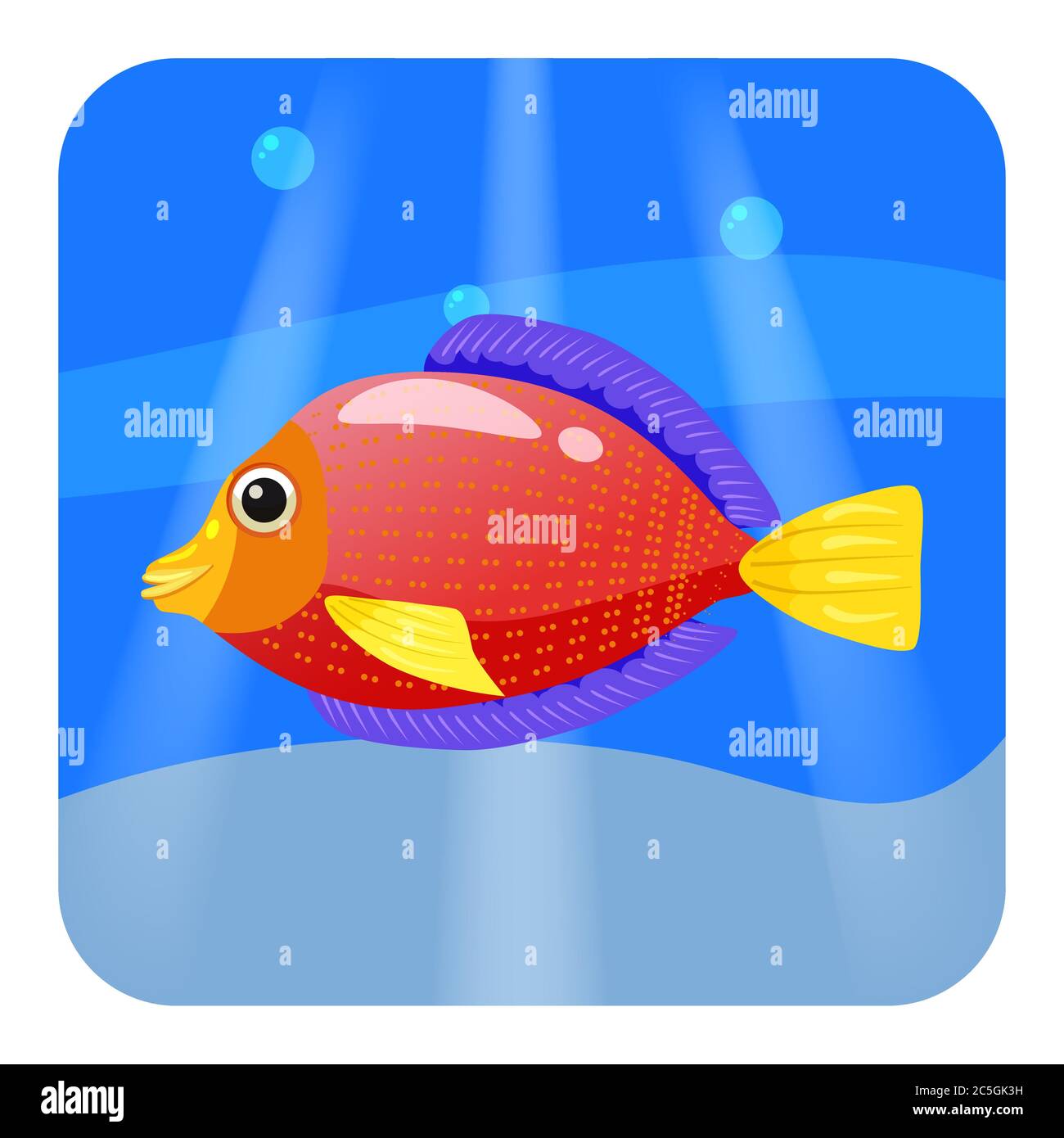 Cute Tropical Fisch, rote Farbe im Meer, Meer, Cartoon-Stil, Vektor-Illustration, isoliert Stock Vektor