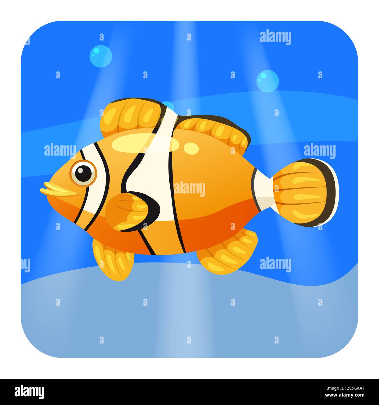 Cute Tropical Fisch Clown im Meer, Meer, Cartoon-Stil, Vektor-Illustration, isoliert Stock Vektor