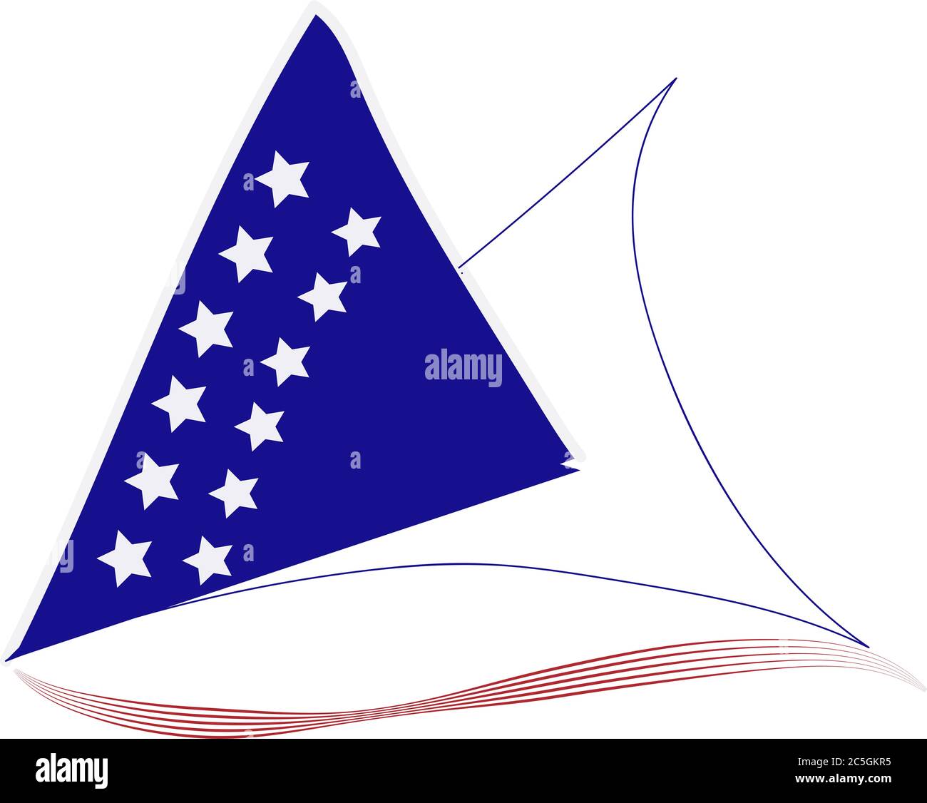 Eine Yacht-Illustration mit usa Flagge gefärbten Segel auf sie.am Unabhängigkeitstag 4. juli, isoliert auf weißem Hintergrund Stockfoto