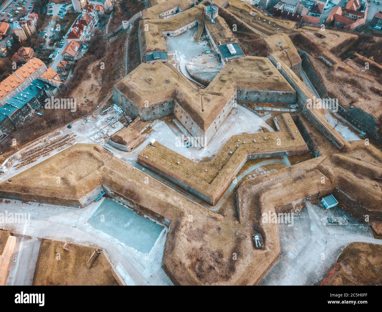 Klodzko Festung - Luftaufnahme. Klodzko, Niederschlesien, Polen. Stockfoto Klodzko Festung - Luftaufnahme. Klodzko, Niederschlesien, Polen. Stockfoto