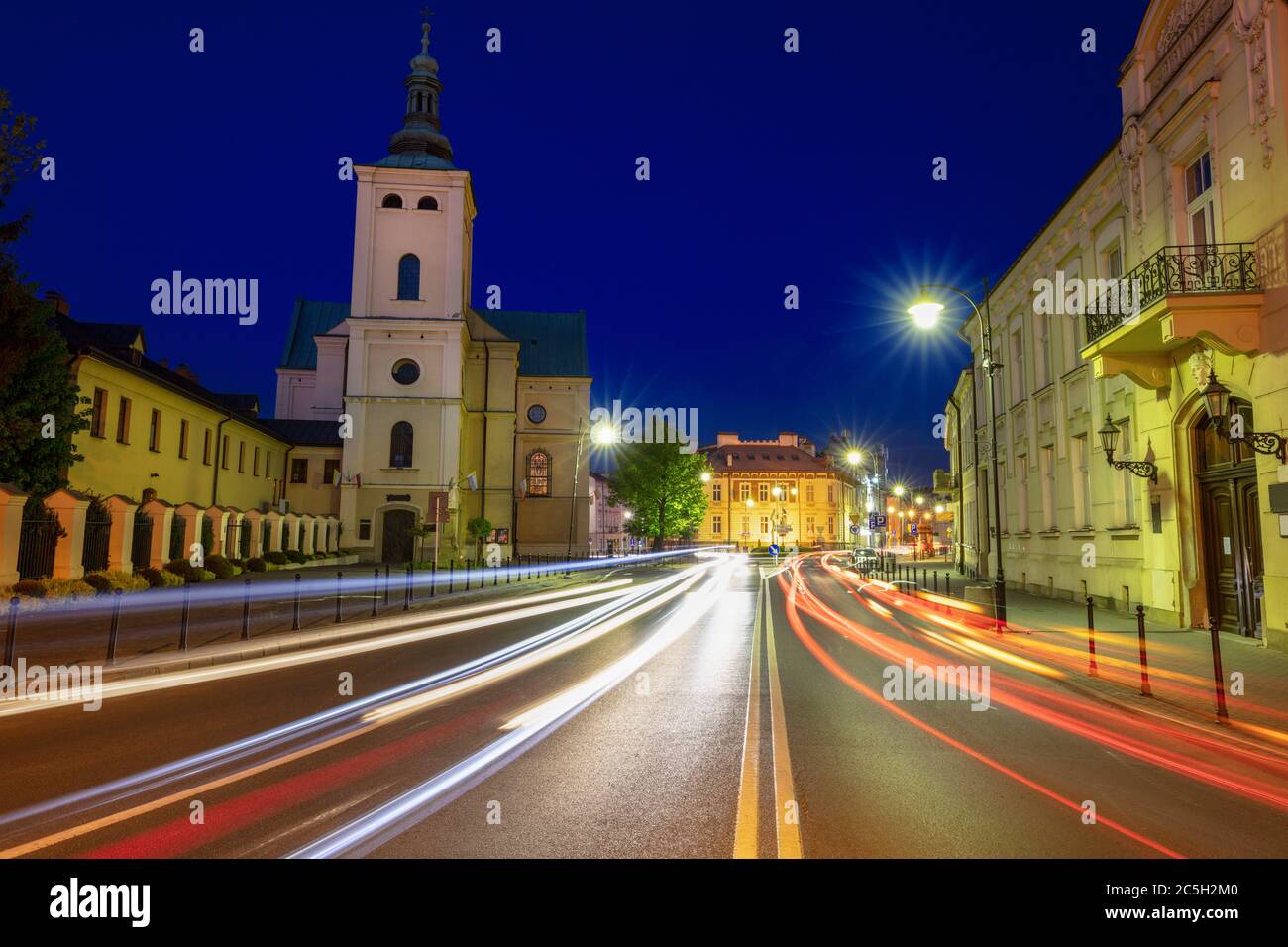 Basilika der Himmelfahrt der Jungfrau Maria in Rzeszow. Rzeszow, Podkarpacie, Polen. Stockfoto