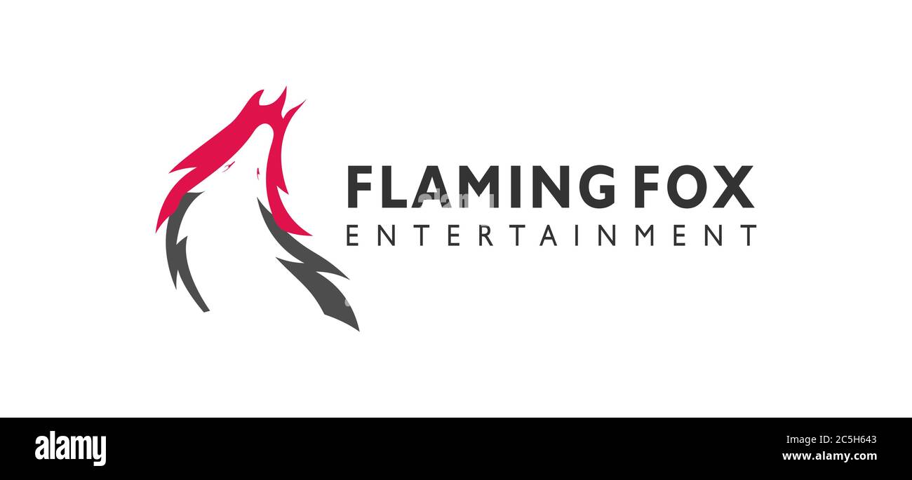 Red Fox Icon und Logo Design mit Flammen. Wildlife Symbol und modernes Tier-Logo für eine Unterhaltung Unternehmen. Vorlage für Corporate Identity-Markenbezeichnungen. Stock Vektor