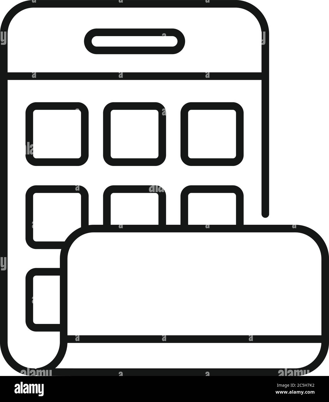 Symbol für flexiblen Bildschirm. Umreißen Sie das flexible Bildschirmvektorsymbol für Webdesign, das auf weißem Hintergrund isoliert ist Stock Vektor