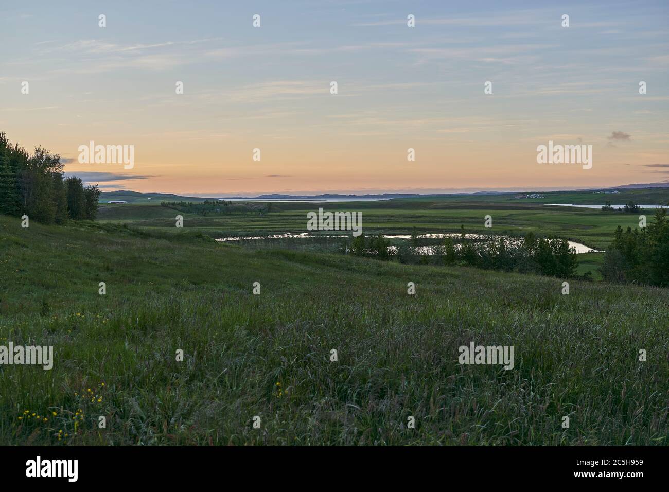 Sommernacht am Lagarfljot See in Ostisland Stockfoto