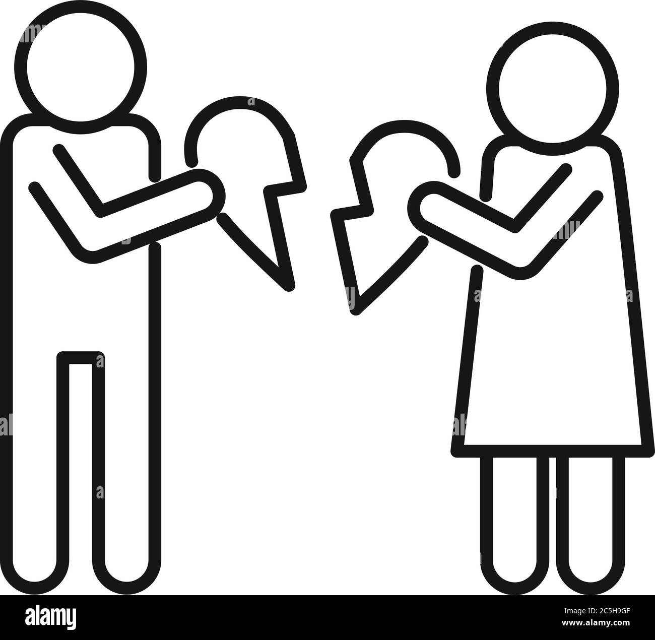 Symbol für Familienscheidung. Umriss Familie Scheidung Vektor-Symbol für Web-Design isoliert auf weißem Hintergrund Stock Vektor