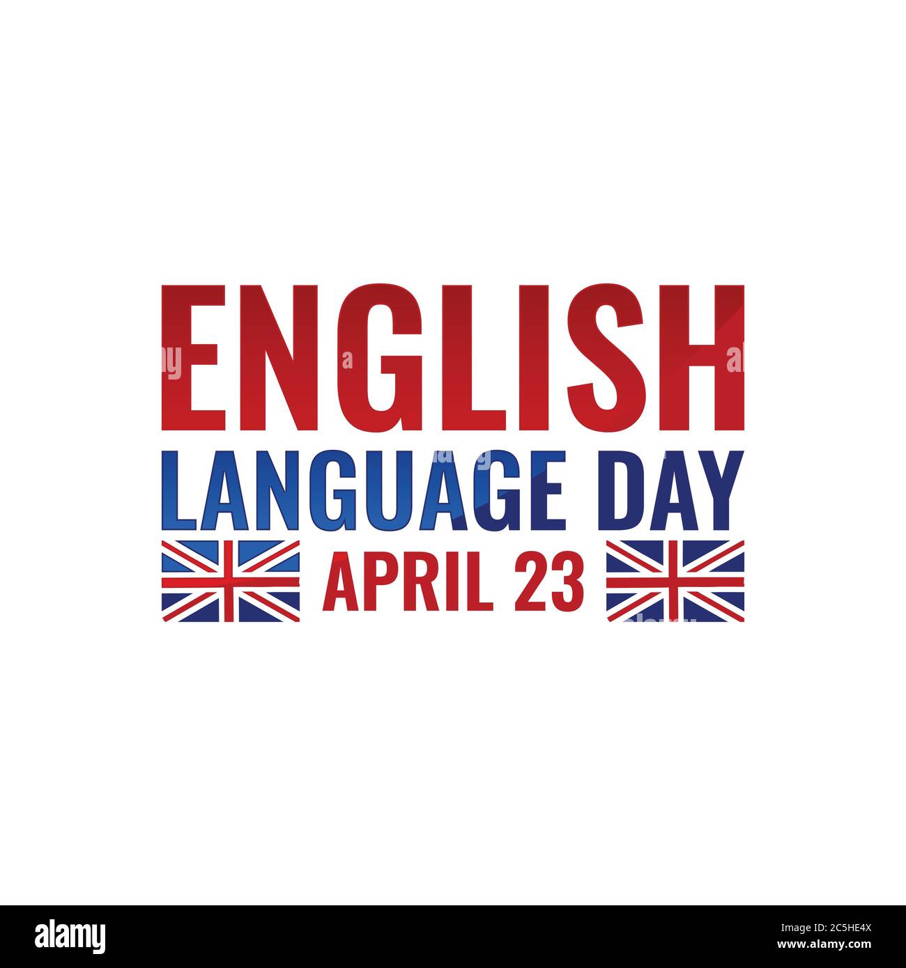 Vektorbild für Tag in englischer Sprache. Text mit Nationalflaggen des Vereinigten Königreichs Stock Vektor