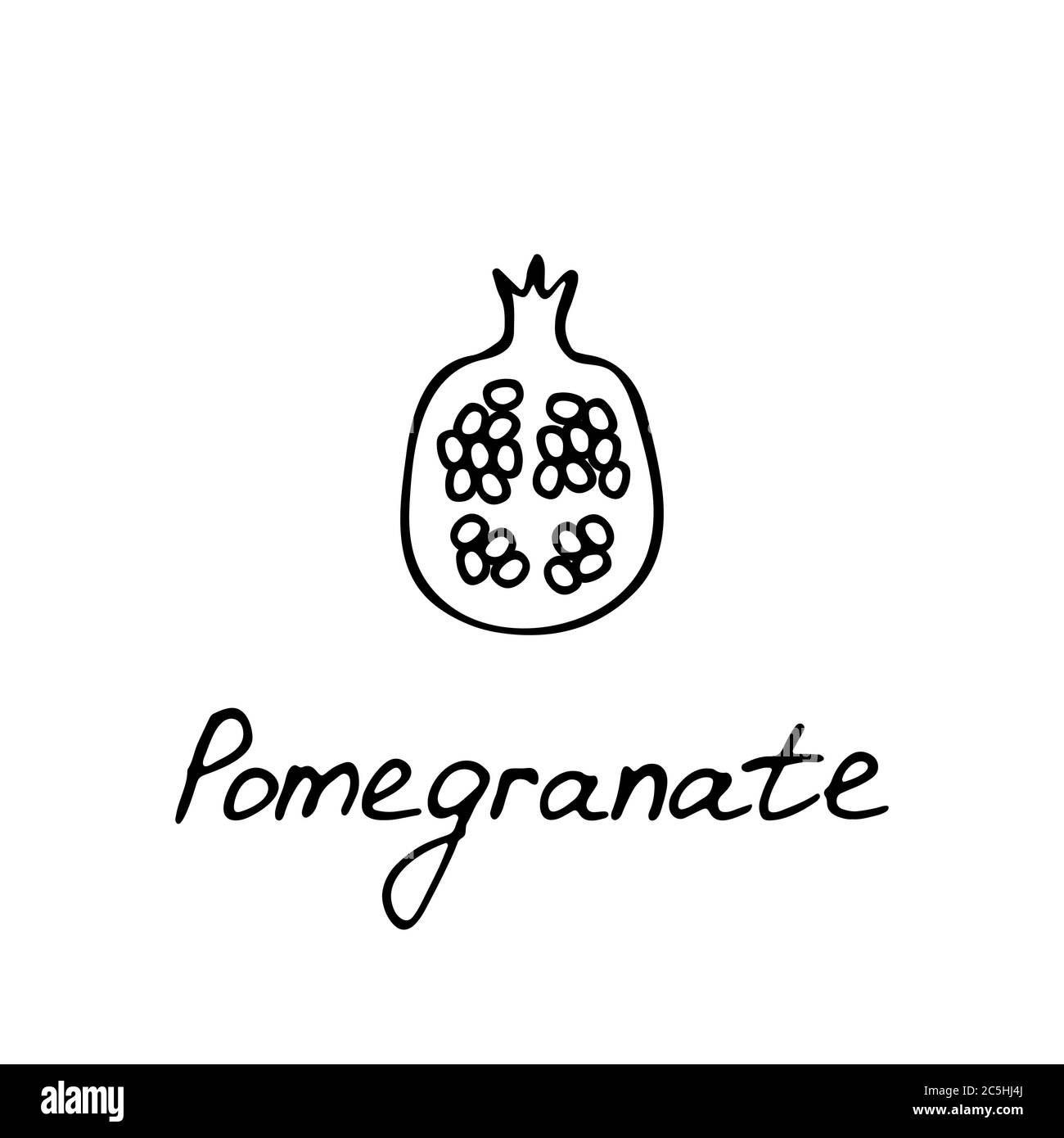 Handgezeichnetes Granatapfel-Symbol. Granatlogo für Print und Web. Vektorgrafik. Stock Vektor