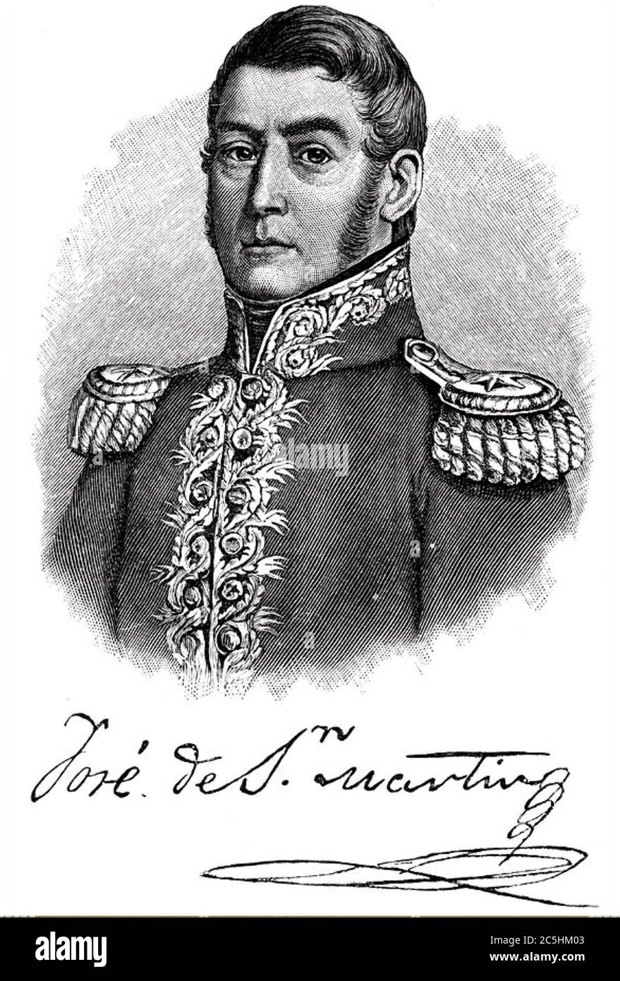 JOSÉ de SAN MARTIN (1778-1850) Spanisch-argentinischer Soldat und Befreier Stockfoto