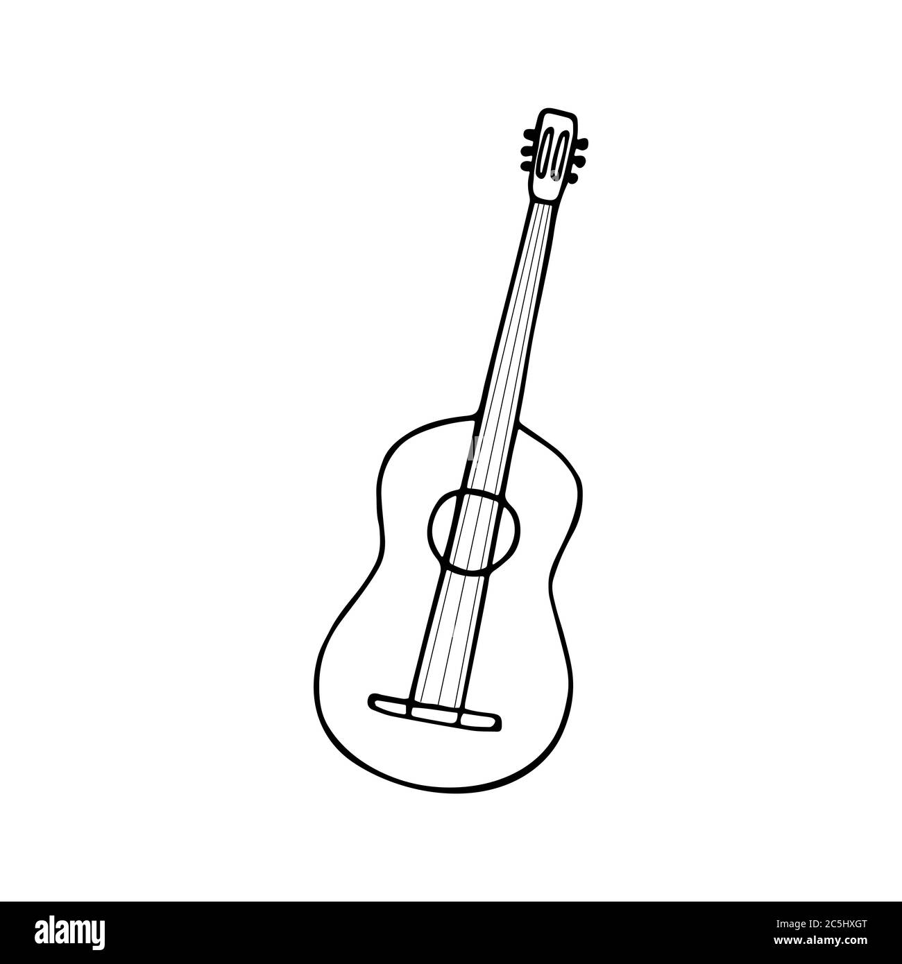 Ein handgezeichnetes Gitarren-Symbol. Symbol eines Musikinstruments. Vektor Stock Vektor
