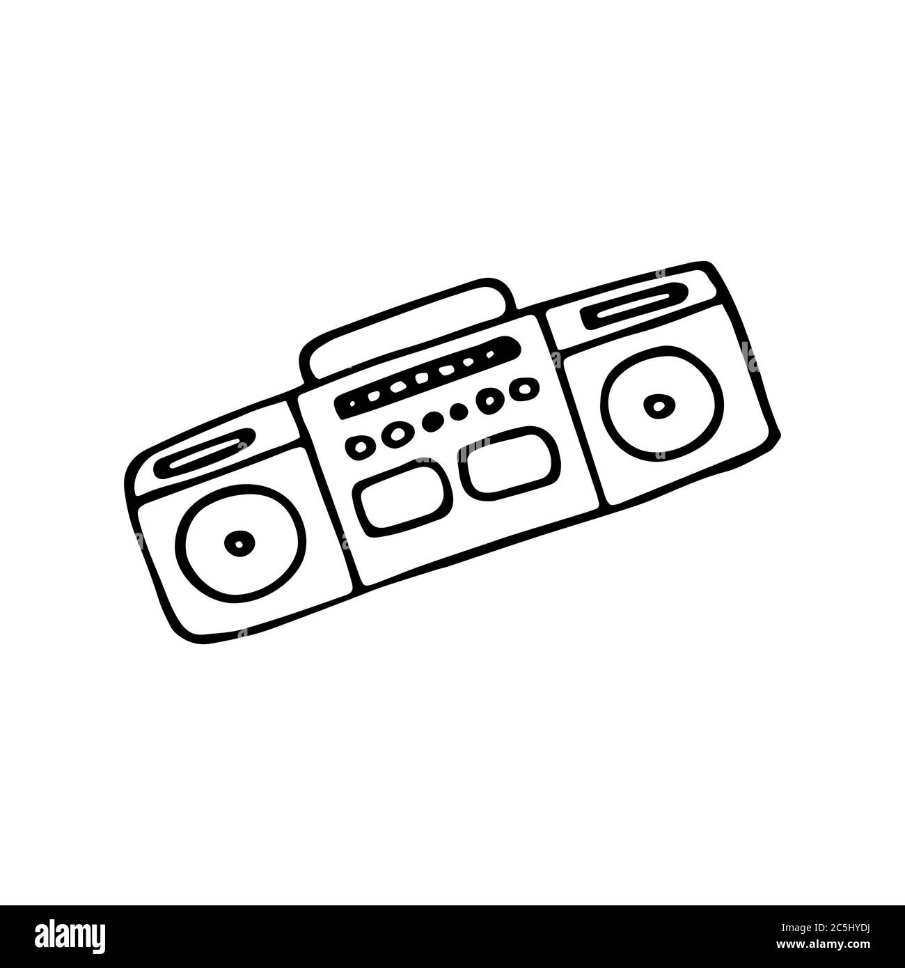 Symbol für einen einzelnen, handgezeichneten Plattenspieler. Musiksymbol. Vektor Stock Vektor