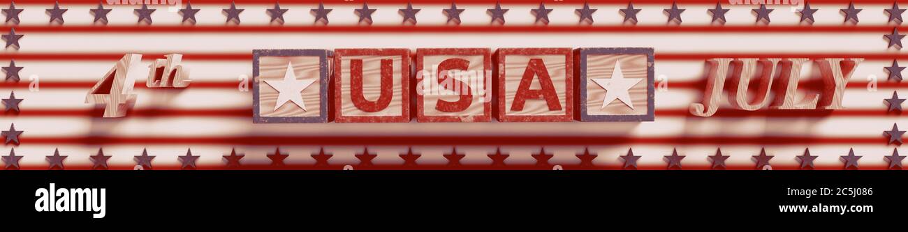 Vereinigte Staaten von Amerika - USA - 4. Juli - Happy Independence Day - Banner Stockfoto