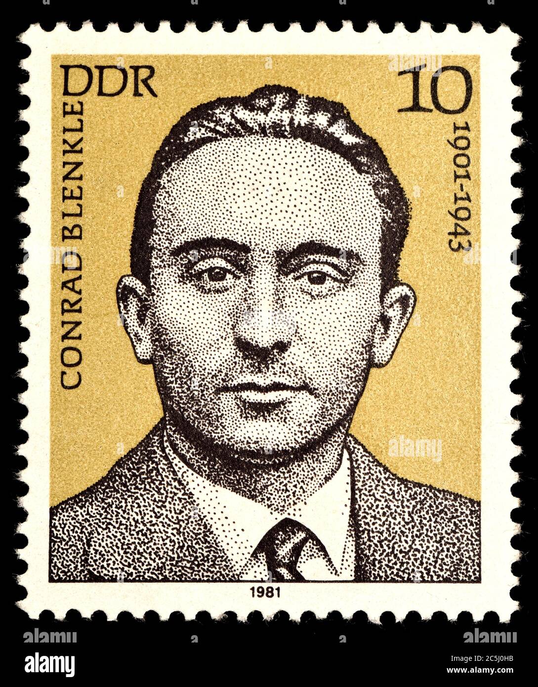Briefmarke Ostdeutschland (1981) : Conrad Blenkle (Konrad Blenkle :1901 - 1943) DDR-Politiker und Kämpfer gegen den Faschismus Stockfoto