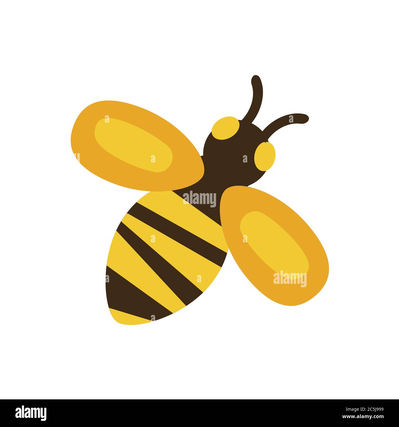 Biene, Wespe auf weißem Hintergrund. Vektor-Illustration in trendigen flachen Stil. EPS 10. Stock Vektor