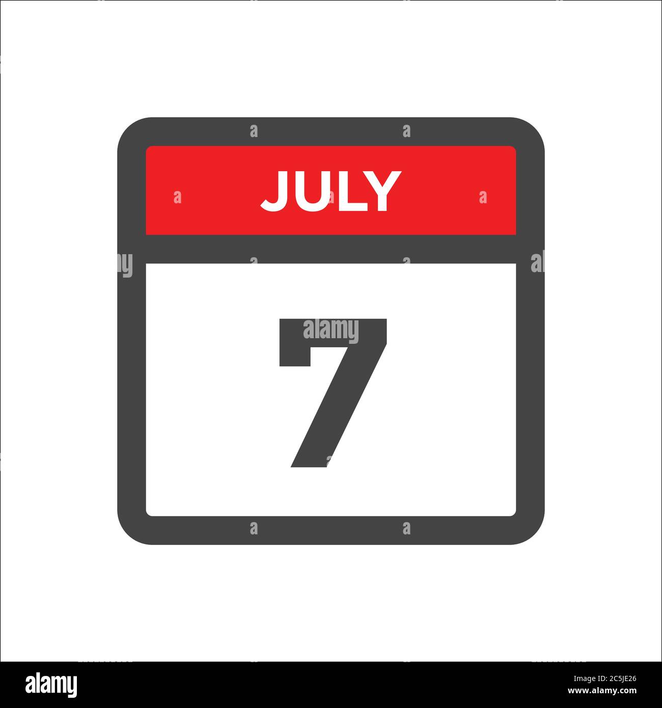 Kalendersymbol für den 6. Juli mit dem Tag des Monats Stock Vektor
