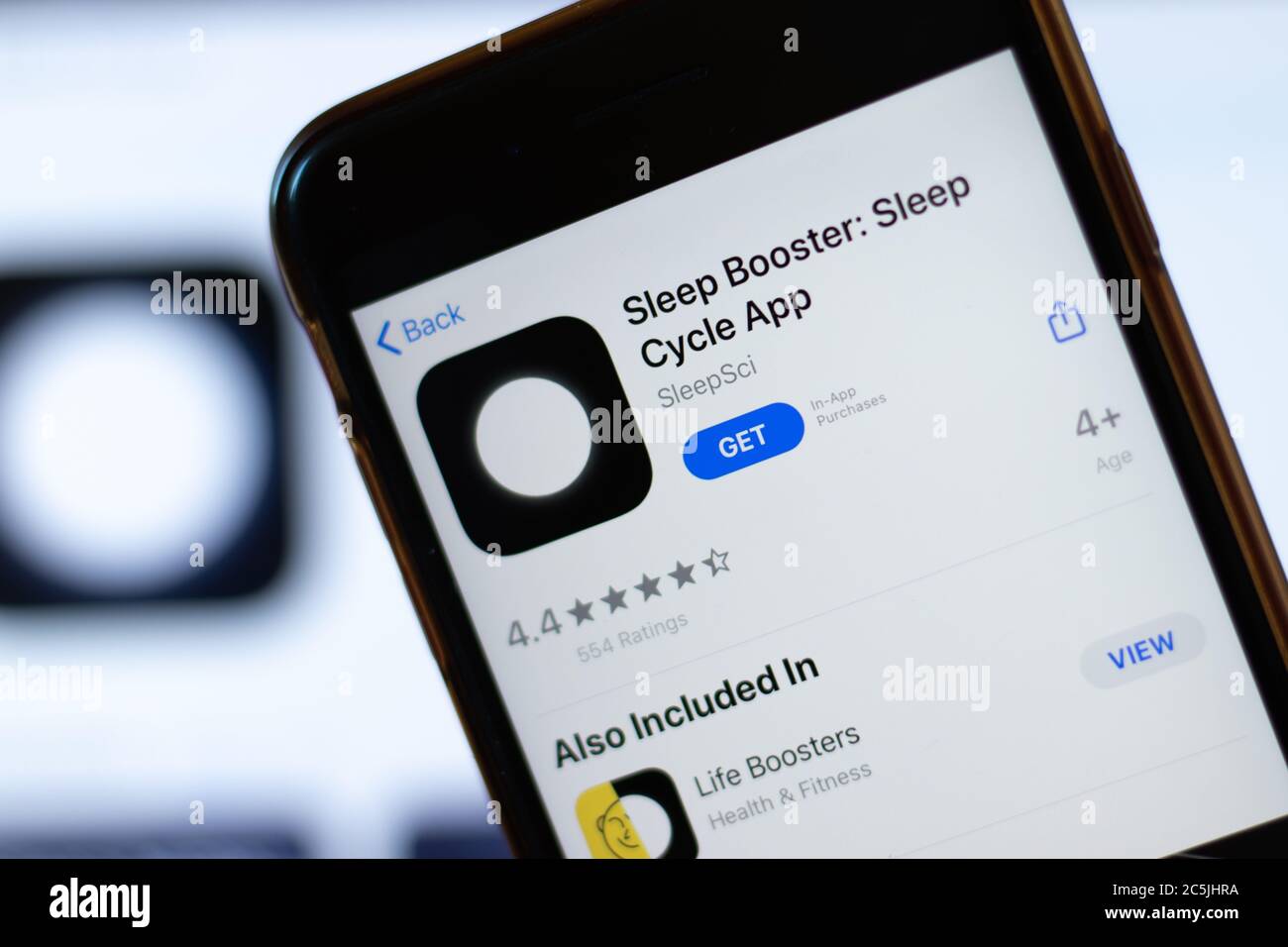 Moskau, Russland - 1. Juni 2020: Sleep Booster Cycle Mobile App Logo auf dem Telefonbildschirm, Nahaufnahme-Symbol, illustrative Editorial Stockfoto