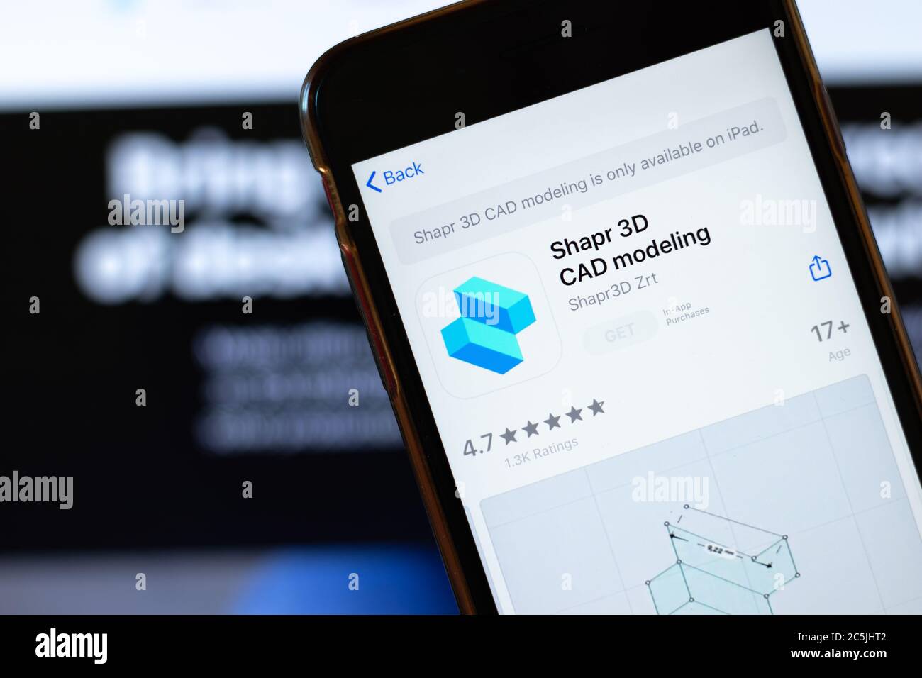 Moskau, Russland - 1. Juni 2020: Shapr 3D CAD Modellierung mobile App Logo auf dem Handy-Bildschirm, close-up-Symbol, illustrative Editorial Stockfoto
