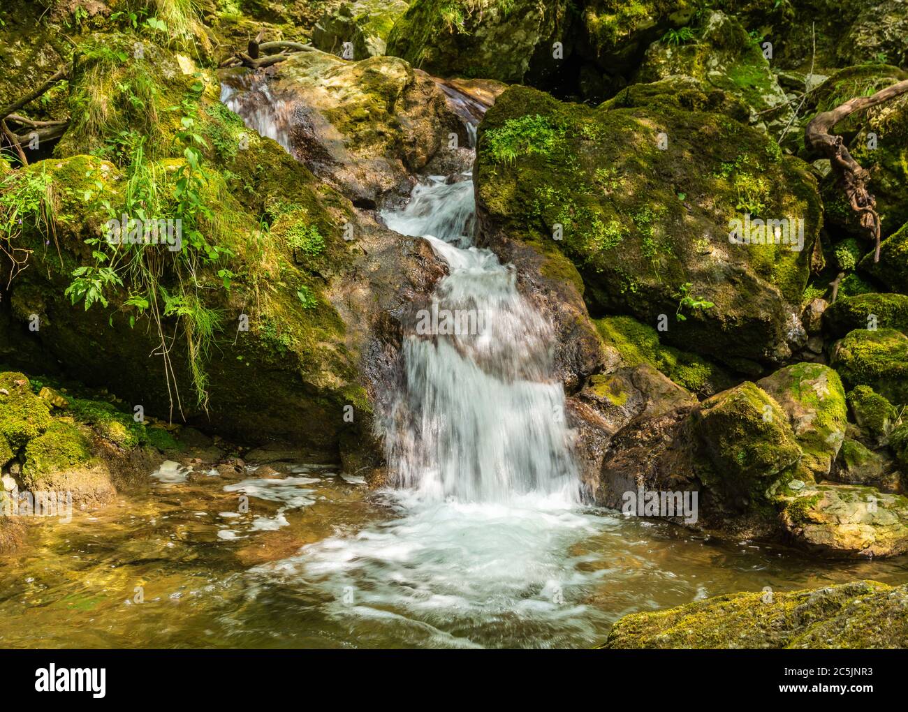 Wasserfälle Valimpach,Torrente Centa,River Park Centa,Caldonazzo,Provinz Trient,Trentino Alto Adige, Norditalien Stockfoto