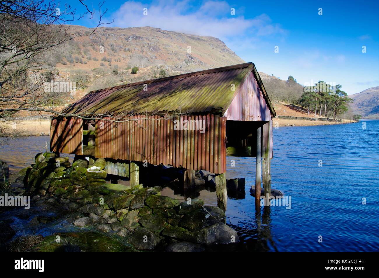 Boat House, Llyn Gwynant, Gwynedd, North Wales, Vereinigtes Königreich. Stockfoto