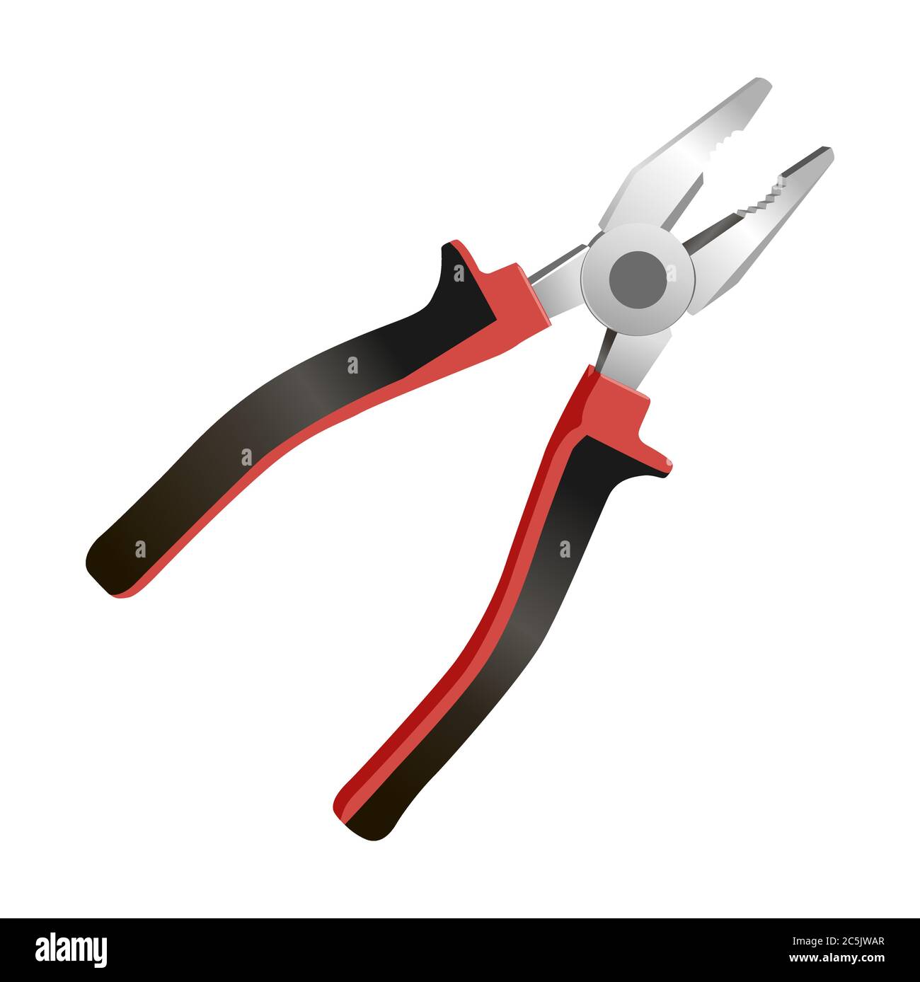 Bauwerkzeuge auf weißem Hintergrund. Dill, Schraubenschlüssel, Säge, Zange, Hammer, Niveau für Reparatur. Vektor-Illustration in trendigen flachen Stil. ESP 10. Stock Vektor