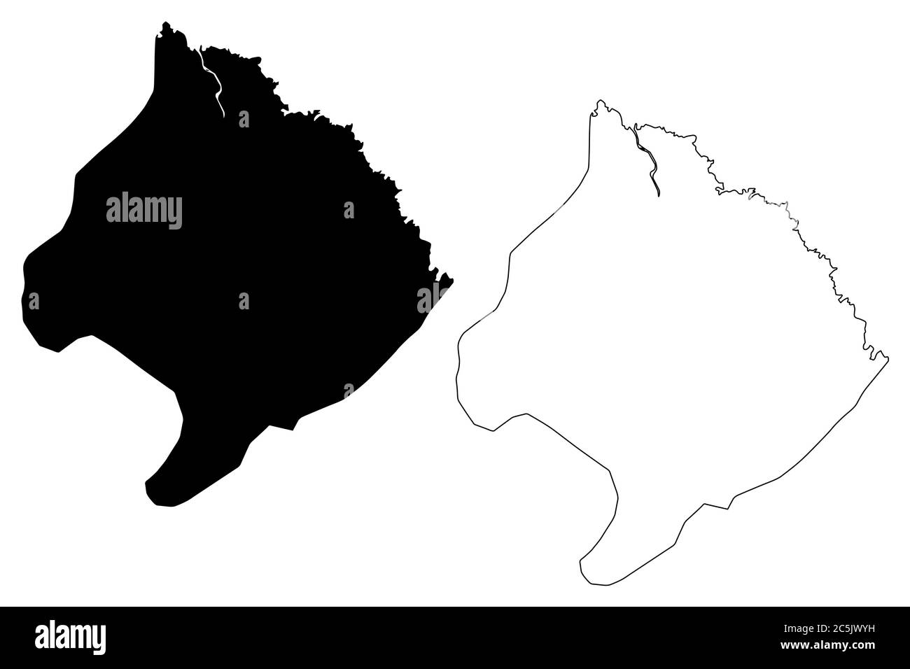 Sao Miguel Gemeinde (Republik Cabo Verde, concelhos, Kap Verde, Santiago Insel, Archipel) Karte Vektor Illustration, scribble Skizze Sao Mig Stock Vektor