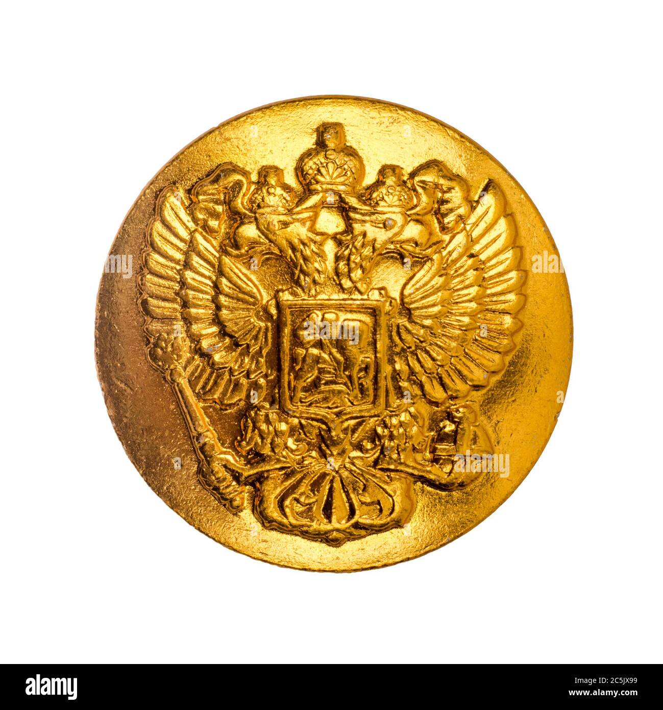 Zweiköpfiger Adler. SOAT der Waffen der Russischen Föderation. Isoliert auf Weiß Stockfoto