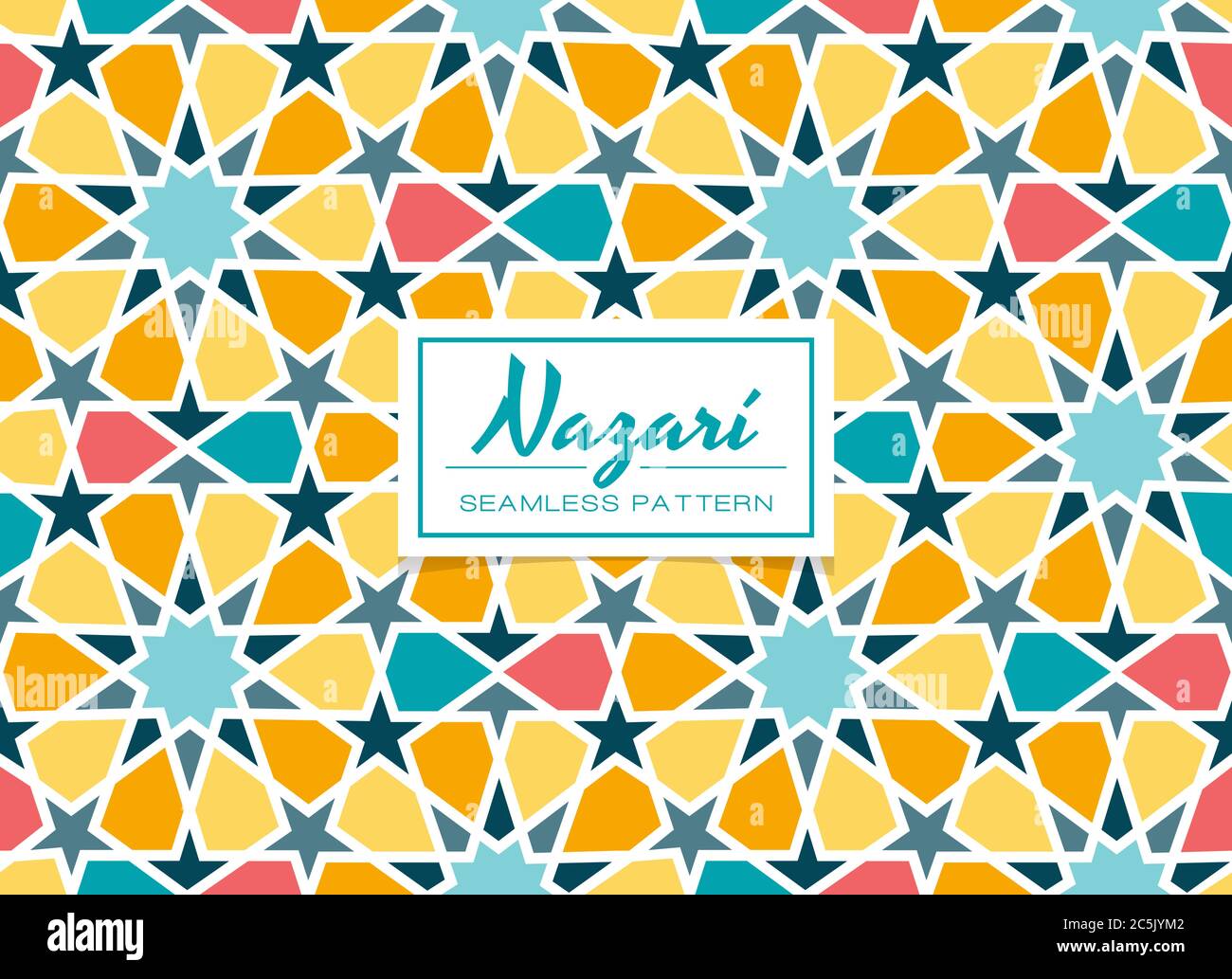 Farbenfrohes arabisches Mosaik-Design. EPS 10 Nahtloses Muster. Fliesenmuster, perfekt für Hintergründe, Tapeten, Stoff, Geschenkpapier, Poster und Broschüre Stock Vektor