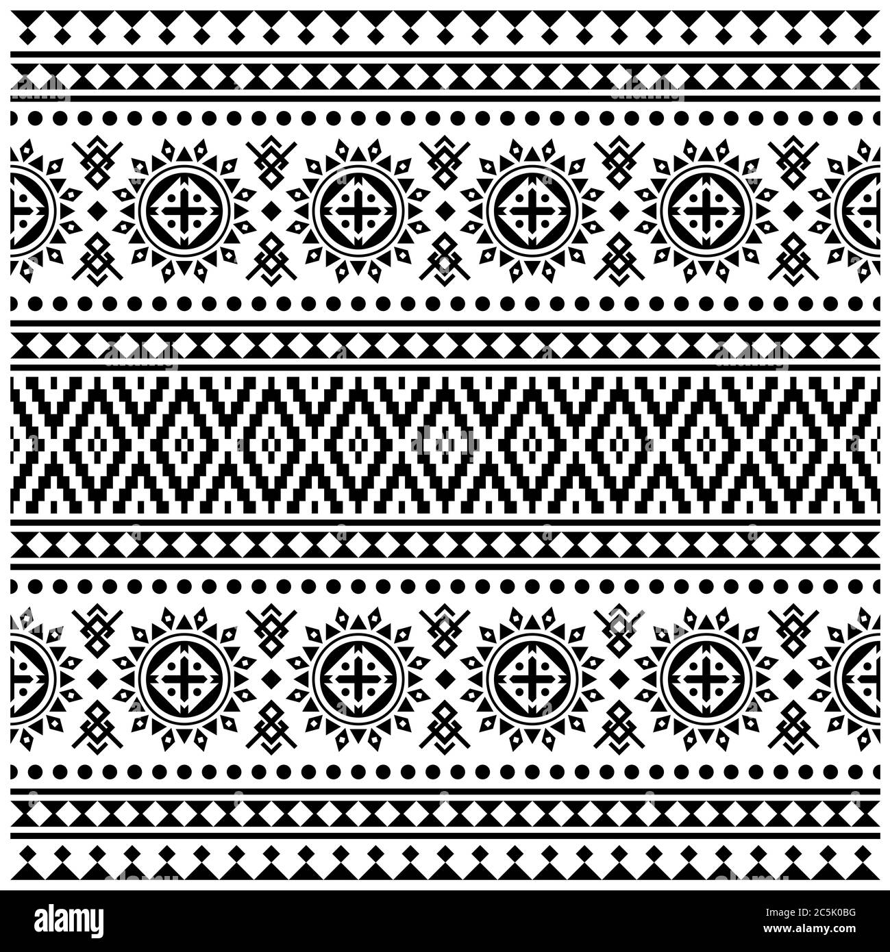 Traditionelle Tribal Muster Design Vektor in schwarz weiß Farbe Stockfoto