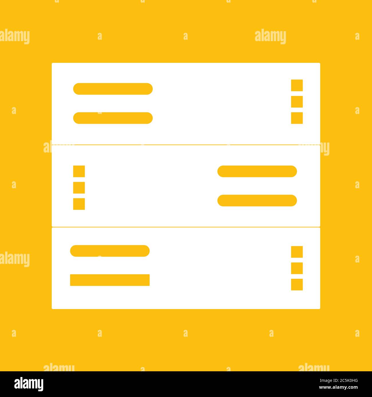 Symbol für Computerserver-Rack. Für Websites und Apps. Bild auf gelbem Hintergrund. Vektorgrafik für flache Linien. Stock Vektor