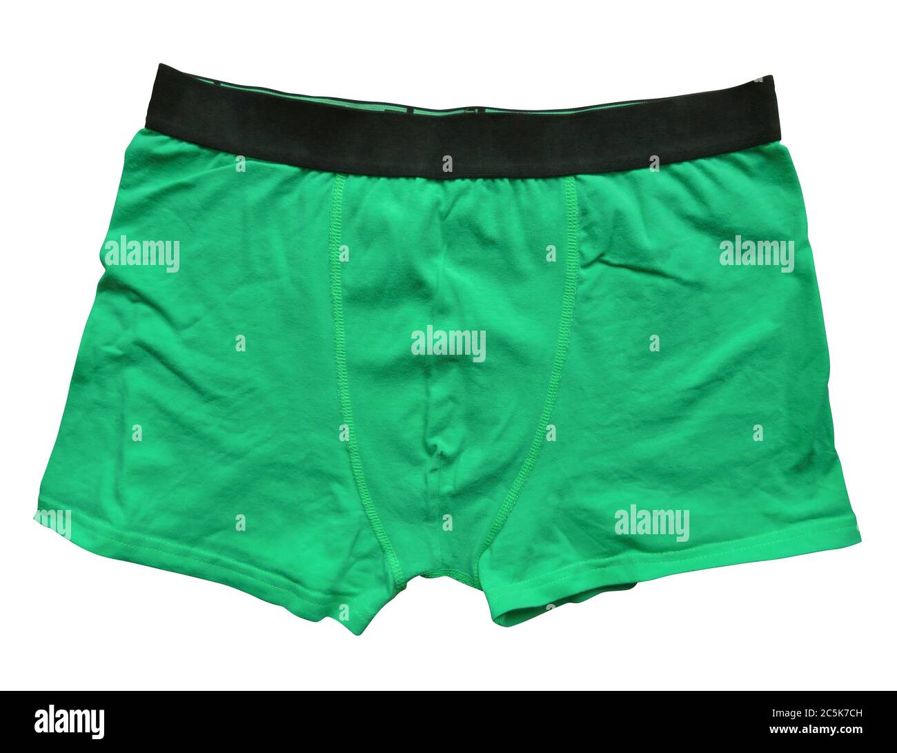 Grüne männliche Unterwäsche auf weißem Hintergrund isoliert. Beschneidungspfad enthalten. Stockfoto